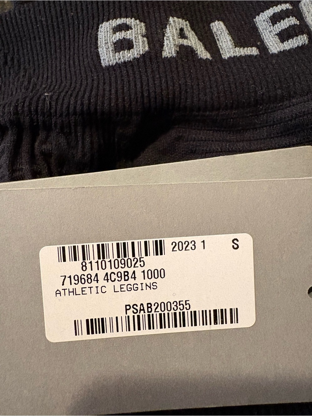 Balenciaga Black and White Branded Athletic Leggings - Picture 2 of 6